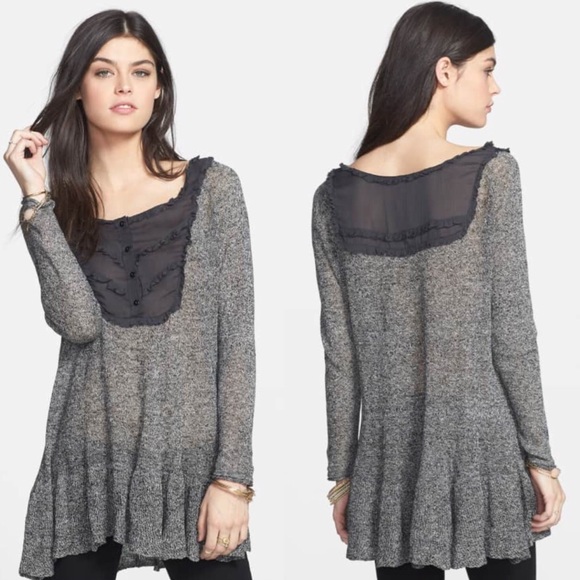 Free People Sweaters - Free People Candy Ruffle Yoke Linen Sweater